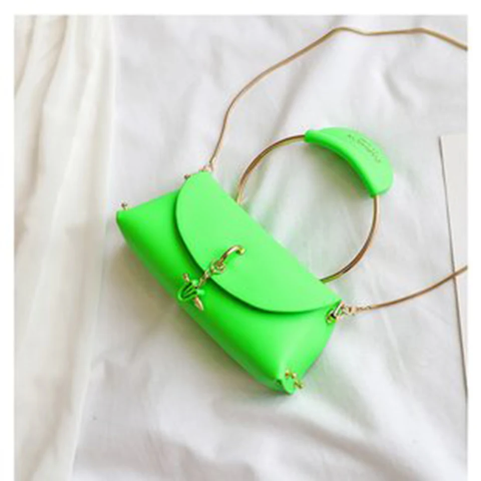 Light Green Женские сумки неоновые зеленые желтые сумки через плечо женская элегантная сумка летняя модная сумка, сумка на плечо цепи - Color: Light Green