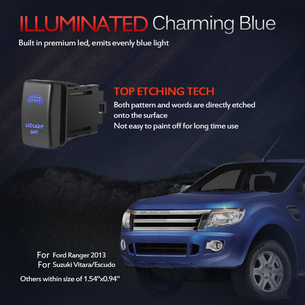 MICTUNING лазерная гравировка символа синий светодиодный переключатель