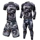 Мужской компрессионный спортивный костюм, Быстросохнущий Спортивный тренировочный комплект для фитнеса и MMA, мужская спортивная одежда rashguard, одежда для бега и гонок, 2021