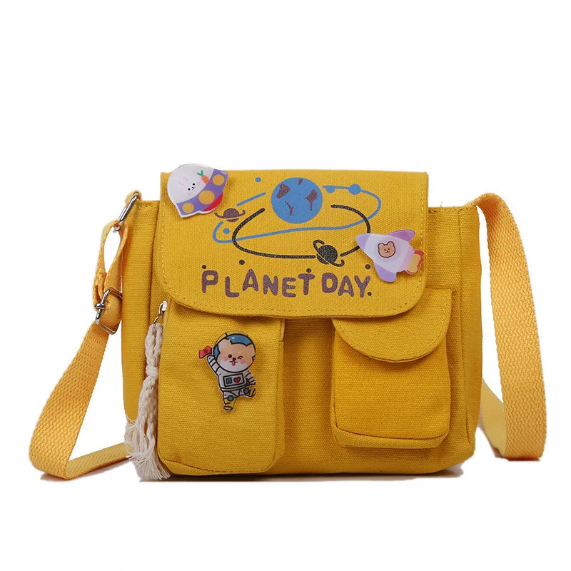

Korean Planet Print Women Shoulder Bag New Canvas Bag For Women 2020 Multiple Pockets Messenger Bags Girls Crossbody Bags