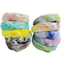women retro tie dye knot hairband striped knitting bow headband handmade wide cotton hair hoop bohemian turban hair accessories