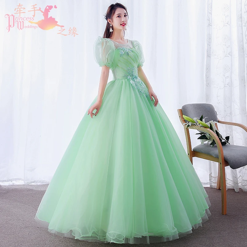Зеленые пышные платья для Quinceanera милое платье с бисером 16 бальных нарядов дня