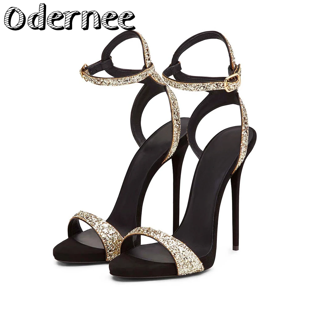 

Women Fashion Sandals Summer Fashion Thin High Heels Gladiator Sandals Elegant Sequin Decor Party Wedding Shoes Women 2020
