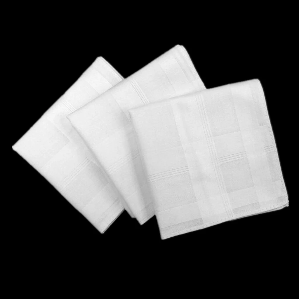 12 Pack Classic Womens Mens   Soft Cotton Handkerchiefs Solid White Hankies images - 6