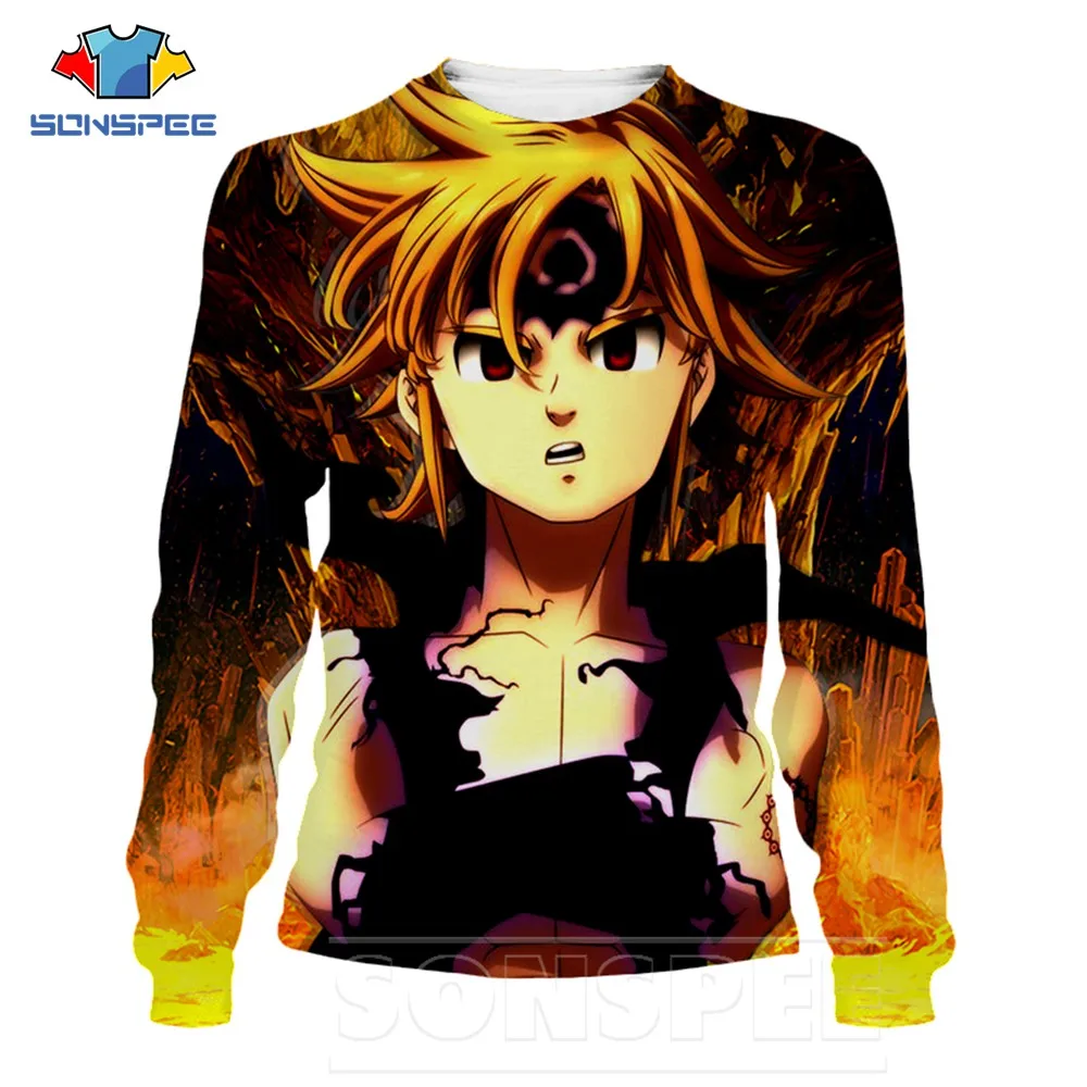 

SONSPEE Anime Sweater 3D Printing The Seven Deadly Sins Character Logo Zeldris Men Women Sweatshirt Harajuku Street Funny