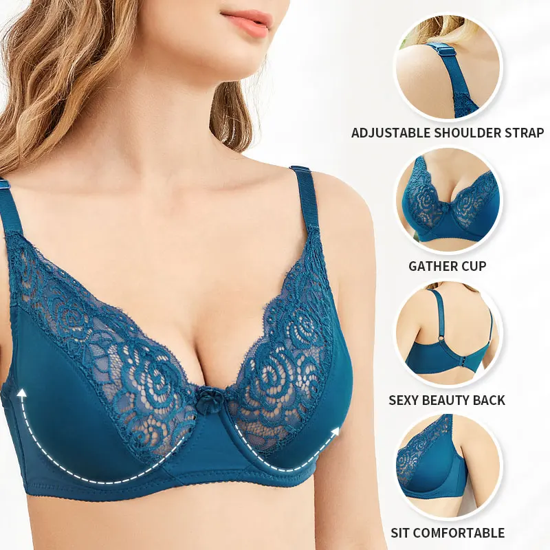 

Сексуальный кружевной бюстгальтер, женский цветочный бюстгальтер на косточках, сексуальное нижнее белье, женское тонкое, большое нижнее бе...