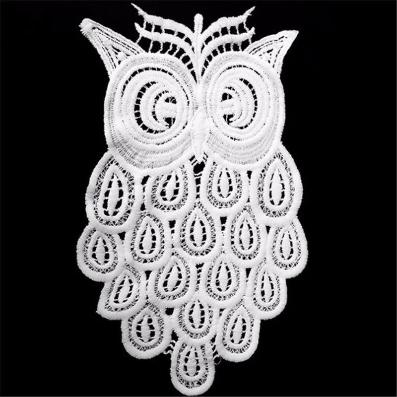 Вышивка Совы патчи Белый лебедь хлопок кружевной воротник одежда патч