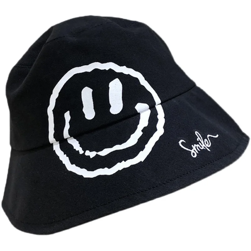

Bucket Hat Casual Sun-Proof Smiley Face Wide Brim Hat Street Women's Hat