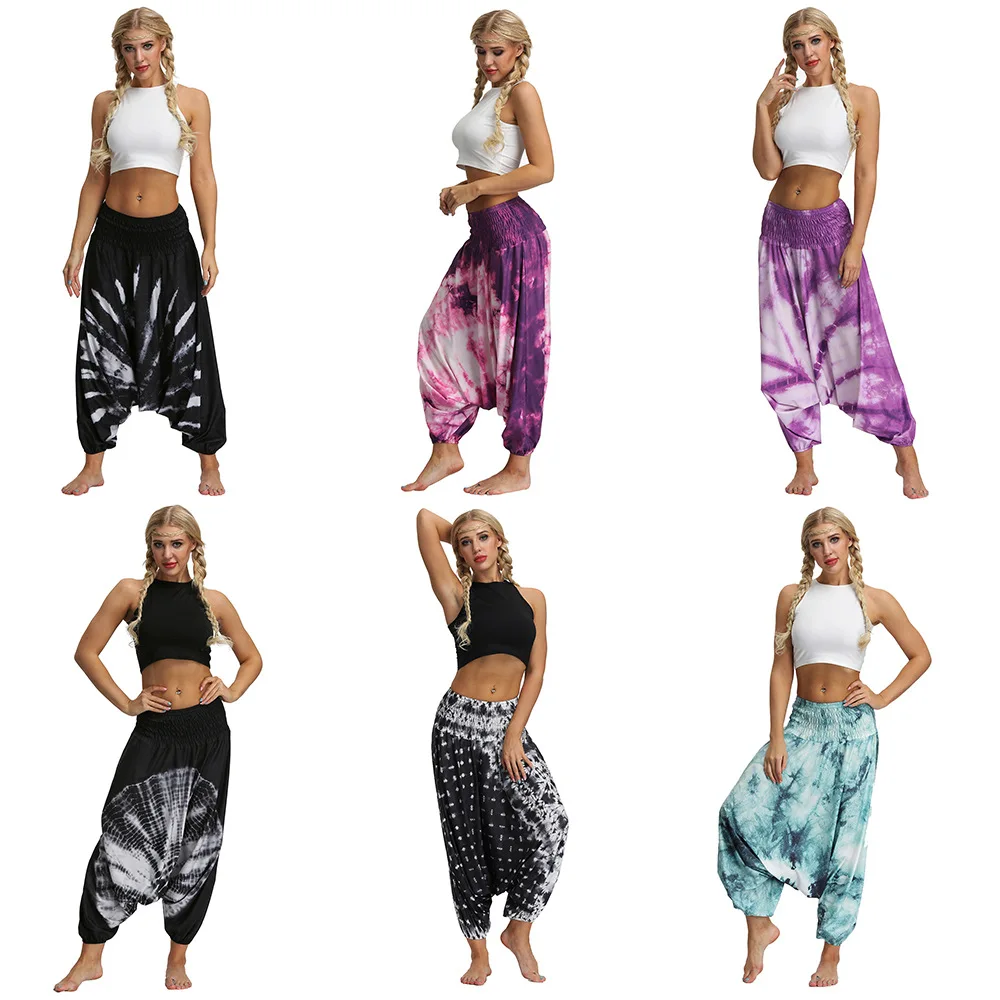 Новые женские спортивные Леггинсы дышащие для йоги с цифровой печатью Свободные