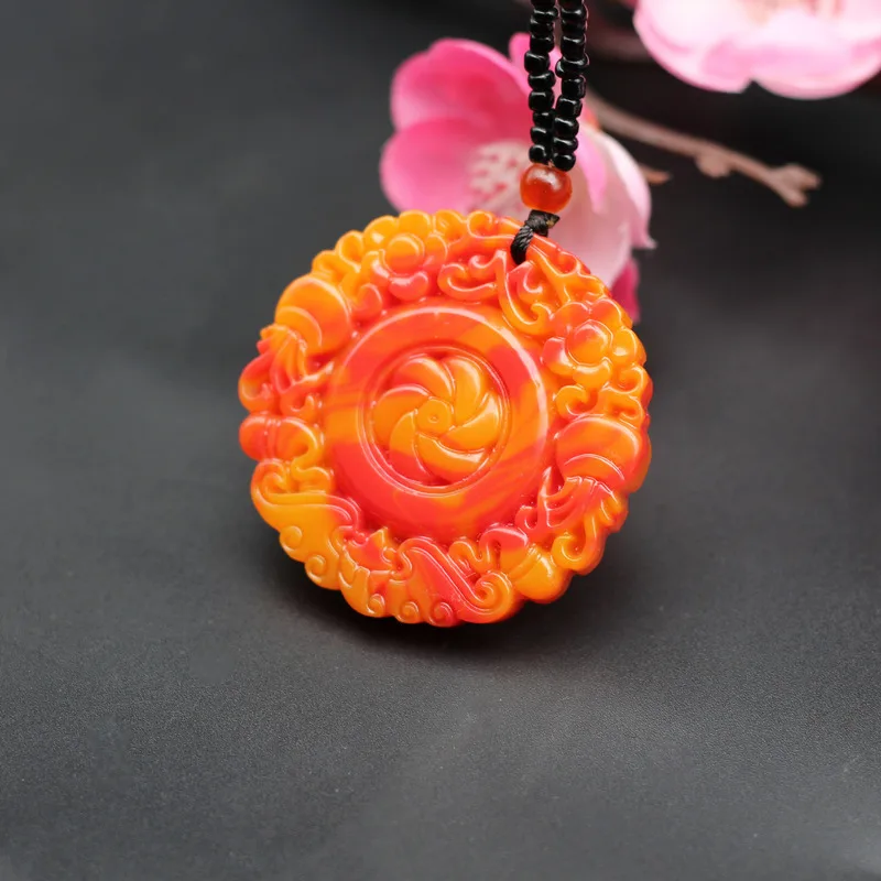 Ожерелье с подвеской в виде цветка летучая мышь из натурального красного желтого