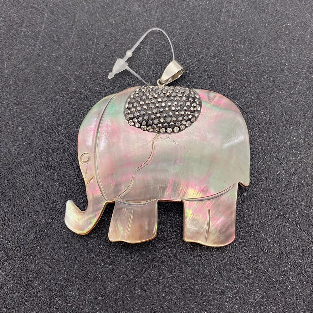 

1pcs Natural Black Shell Pendant Necklace Elephant Shape Carving DIY Jewelry Accessories Charm Bracelet Earrings Pendant Gothic
