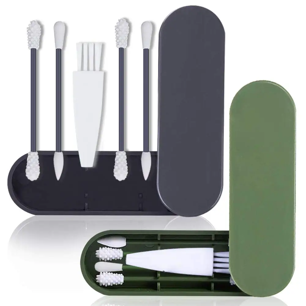 

6 Pcs Reusable Silicone Cotton Swabs, Portable Travel Washable Cotton Swabs Buds for Ear Cleaning Makeup Beauty with Case