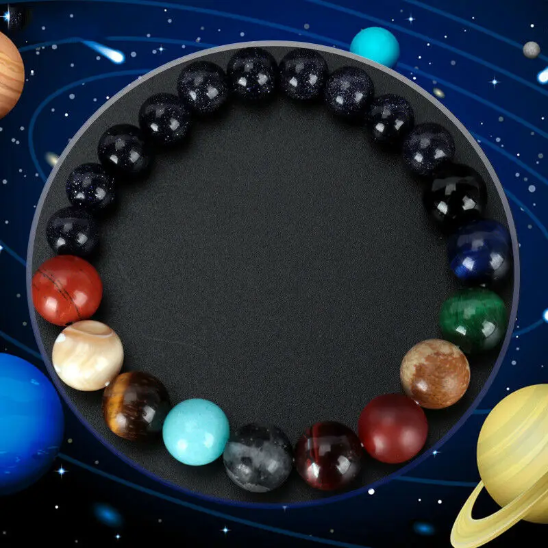 Мужской браслет из бисера Eight Planets натурального камня для йоги солнечной системы
