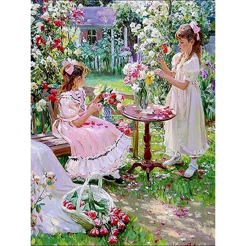 

GATYZTORY 5D Diamond Painting Girls Pictures Of Rhinestones Diamond Embroidery Figure Cross Stitch Garden Mosaic Home Decor