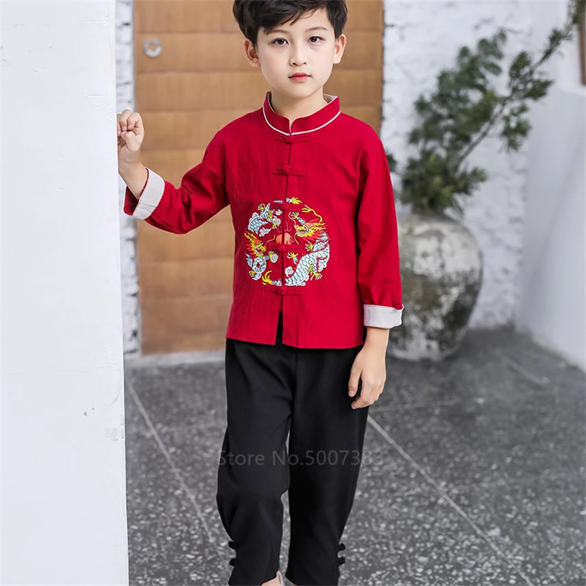 Комплект одежды для мальчиков в китайском стиле ханьфу традиционная вышивка