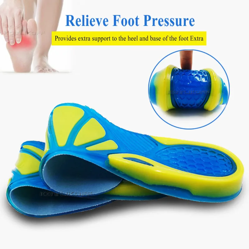 Sport Running Silicone Gel Insoles For Feet Man Women Massaging Shock Absorption Orthopedic Soles Relieve Heel Spur Pain Pad