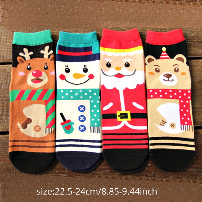 Забавные весенние рождественские жаккардовые носки с рисунками из мультфильмов