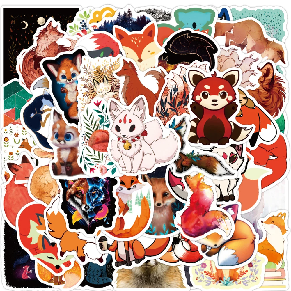 103050pcs cute animal fox vulpes graffiti stickers laptop guitar luggage phone car bike waterproof sticker decal kid toy free global shipping