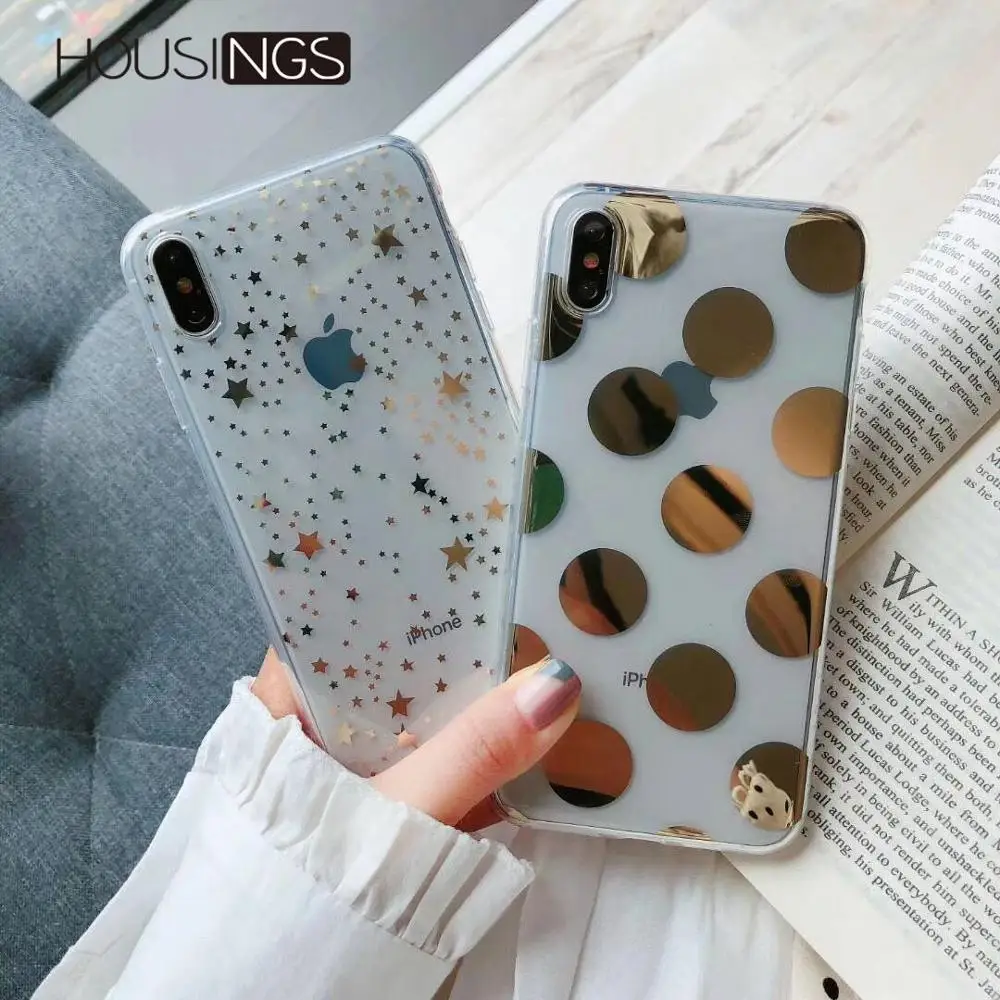 Мягкий ТПУ зеркальный чехол для телефона iPhone 7 8Plus Star Wave Point iphone XS Max прозрачный