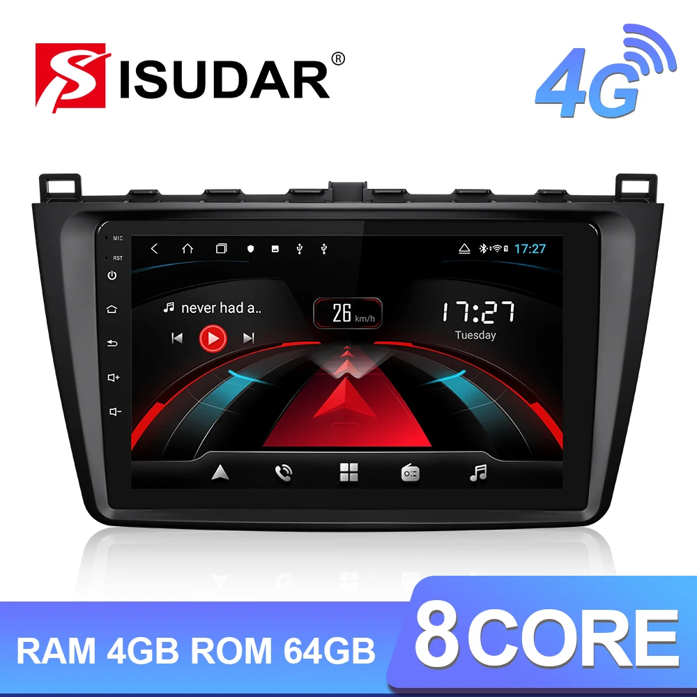 Isudar H53 4G Android 1 Din Авто Радио для Mazda 6 2 3 GH 2007 2012 Автомобильный мультимедийный GPS 8