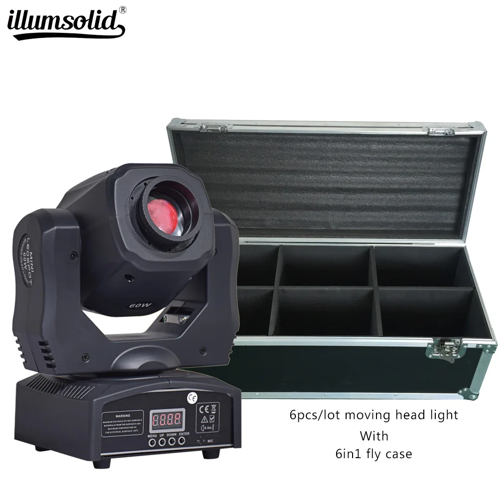 60 Вт Мини светодиодный движущийся головной свет DMX512 гобо освещение на сцену с 6в1