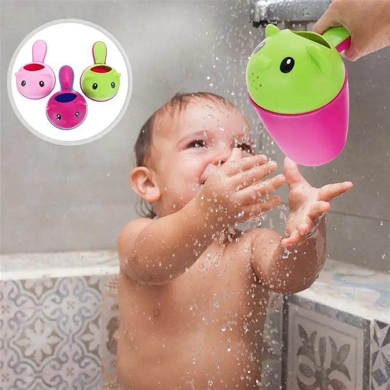 

3pcs Cartoon Design Baby Shampoo Cup Multifunctional Bathing Scoop Water Spoon