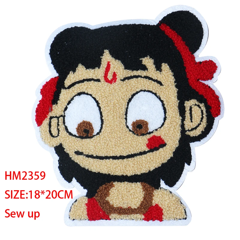 Cartoon Decorative Patch Nezha boy icon Towel Embroidered Applique Patches For DIY Iron on Badges clothes Stickers | Дом и сад