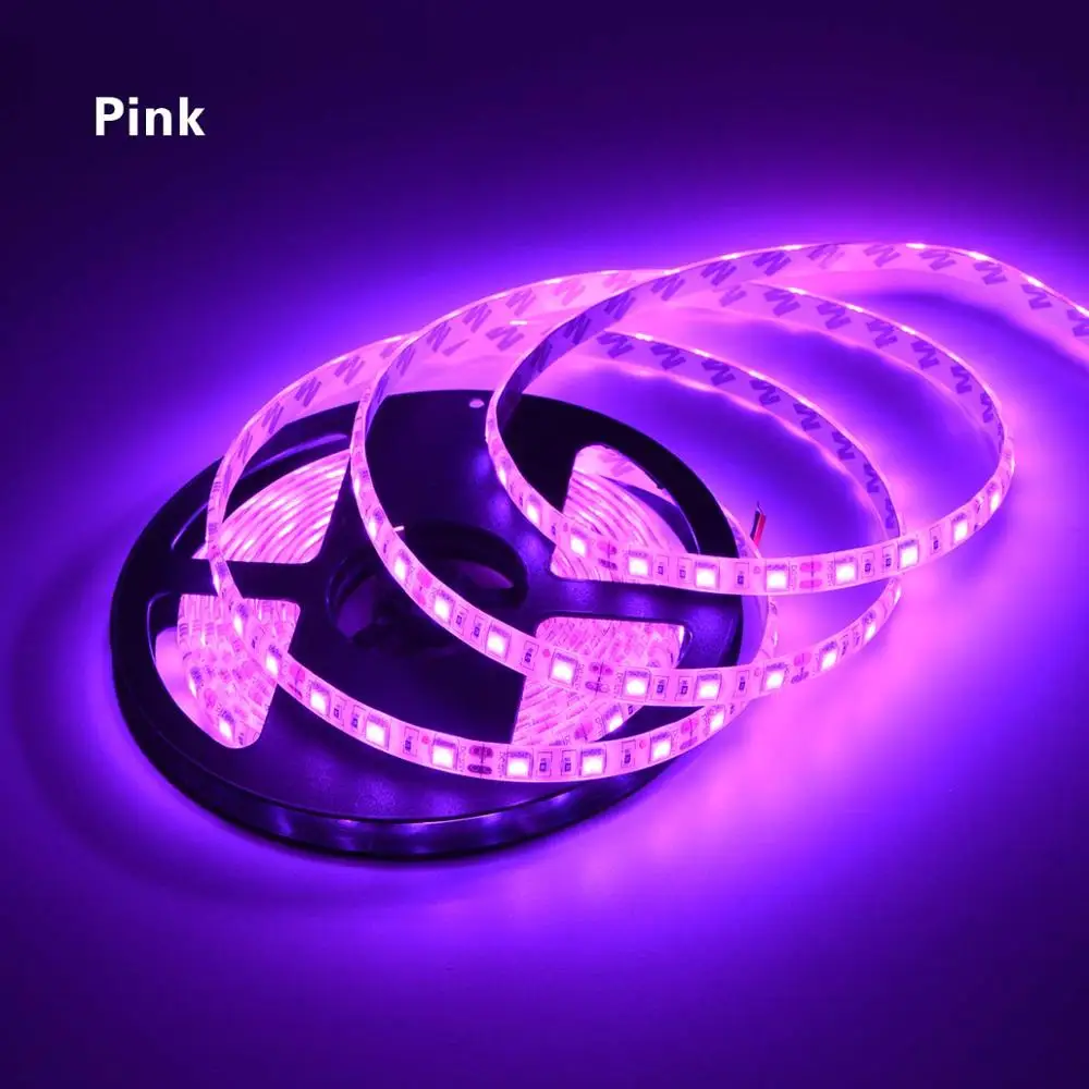 Pink Светодиодный светильник 12 в водонепроницаемый 5050 SMD 5 м 12 В светодиодный ленточный светильник RGB RGBW RGBWW желтый розовый, Ледяной Голубой Диодная лента - Испускаемый цвет: Pink