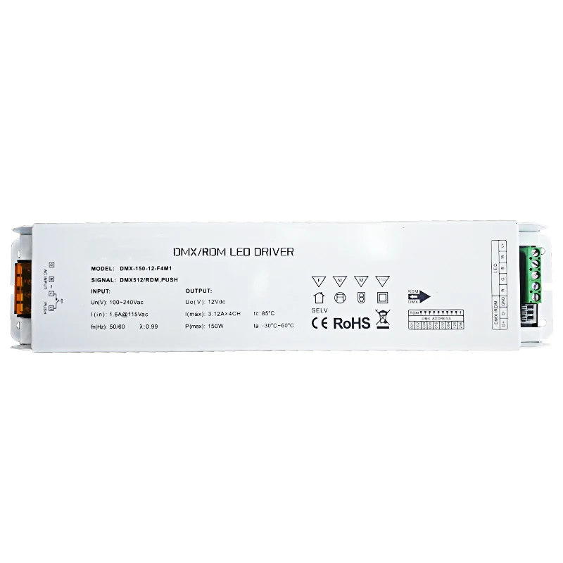 Новый светодиодный DMX дали затемняя драйвер 150W DMX512/RDM AC100-240V Вход
