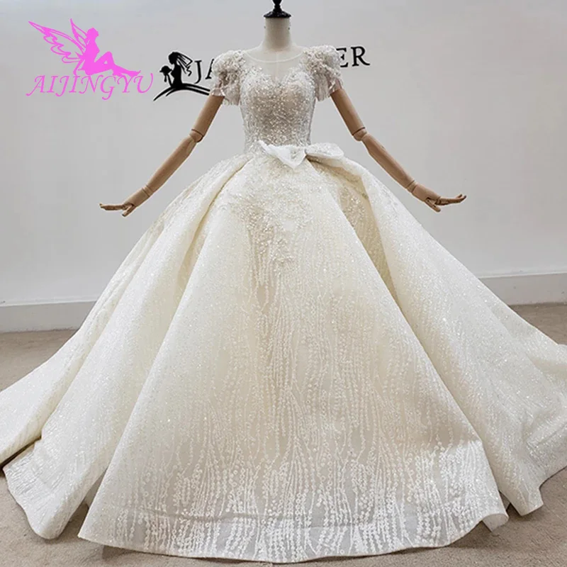 

AIJINGYU Mother Of The Bride Gowns Branding Tulle Train Brides Bridal Price Gown Princess Modern Wedding Dresses With Sleeves