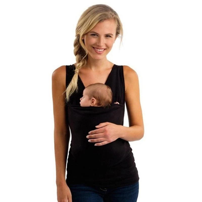 Dad And Mommy T Shirt Hands Free Skin-to-Skin Care Pregnant T-Shirts Baby Carriers Wrap Top Sleeveless TShirts | Женская одежда