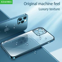 luxury square frame plating clear phone case for iphone 12 11 pro max mini x xr xs 7 8 plus se 2020 transparent silicone cover
