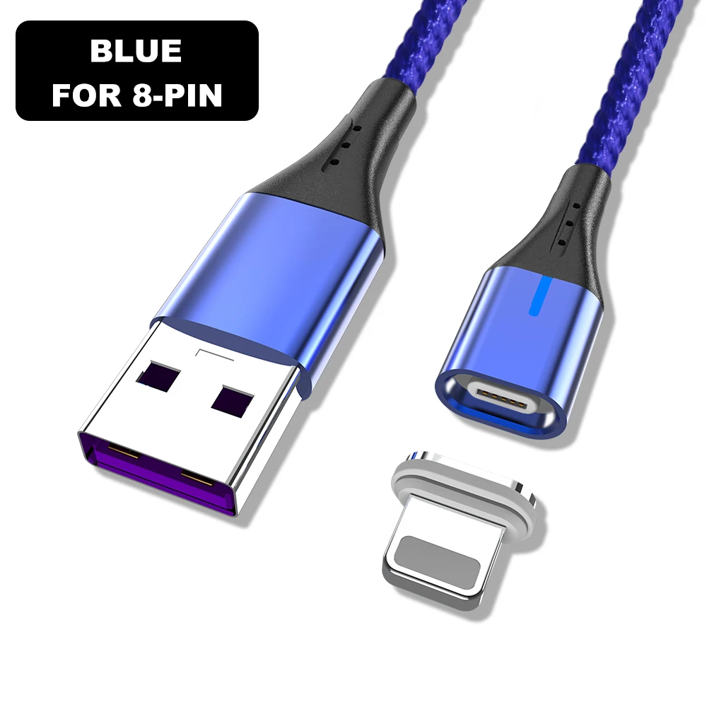 Магнитный кабель для быстрой зарядки для huawei samsung A90 Xiaomi usb type C Android кабели для мобильного телефона Microusb Линия передачи данных зарядное устройство - Цвет: Blue iphone Cable