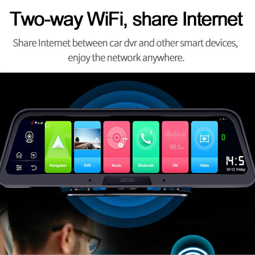 Автомобильный видеорегистратор 4G 4 канала ADAS Android 10 &quotцентральная консоль