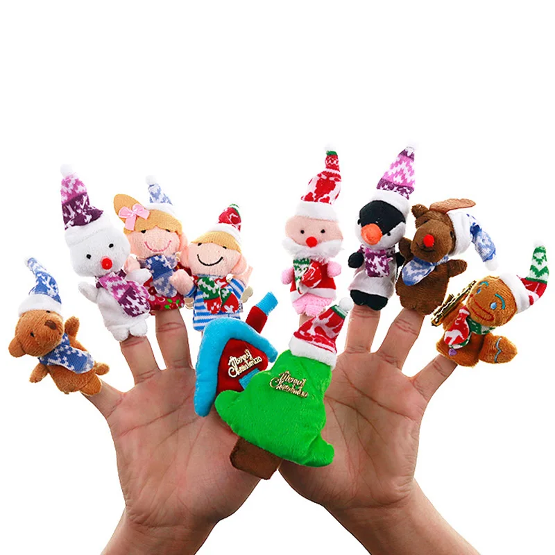 

5/10pcs Christmas Gift Boy Girl Finger Puppet Cartoon Santa Claus Kids Cute Finger Dolls Telling Stories To The Baby Plush Toys