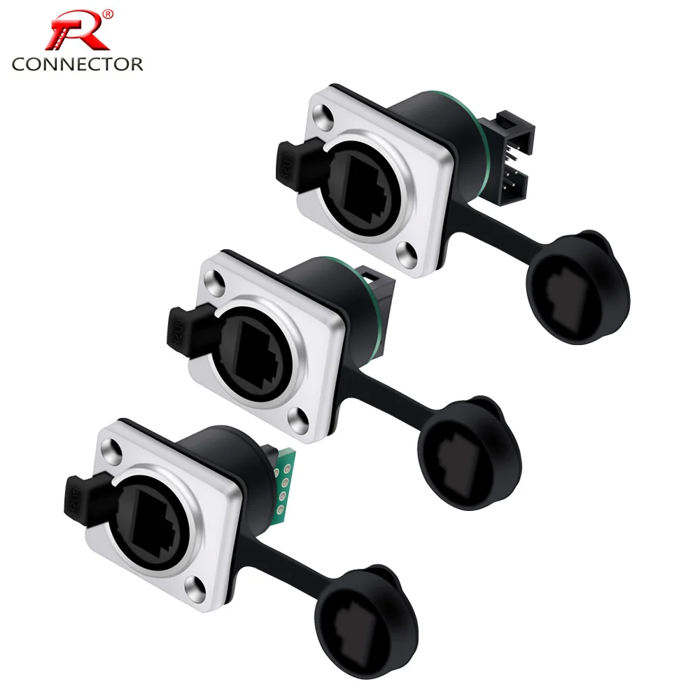 

8pcs 8p8c RJ45 with PCB Board Connector, RJ45 Waterproof Adapter, IP65, Female Panel Mount Sockets RJ45 Ethernet Connector