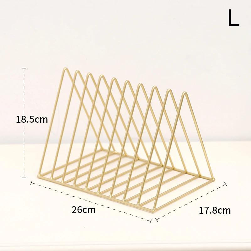

Nordic Triangular Iron Bookshelf Multifunction Luxurious Golden Magazine Plate Display Sundry Storage Holders Desktop Decoration