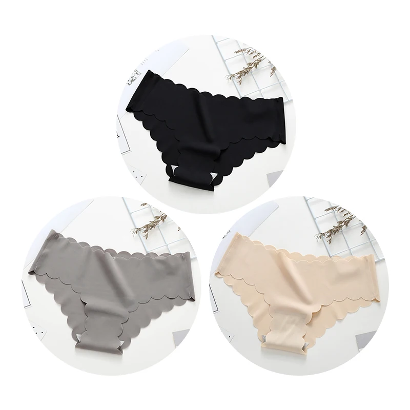 Black Apricot Gray 3 шт. бесшовные трусики для женщин, сексуальное дамское нижнее белье, женские трусики, модные удобные женские трусики с низкой талией - Цвет: Black Apricot Gray
