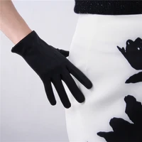 suede gloves 21cm matte black scrub suede emulation leather female basic short section women gloves free shipping wjp31
