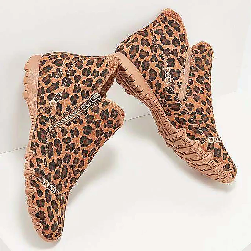 

Ethnic Women's Ankle Boots Short Plush Warm Women's Boots Winter Shoes For Women Flat With Boots Leopard Shoes Women Footwear