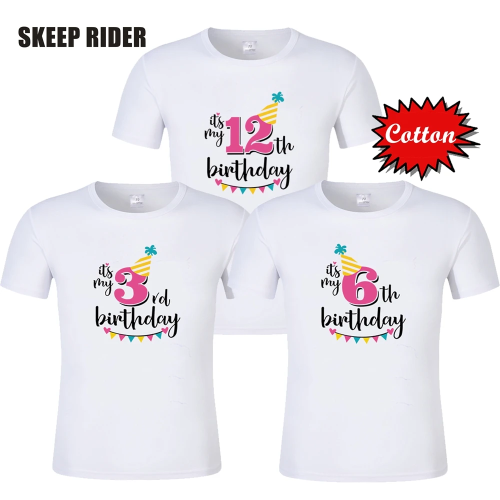 SKR/хлопковая Детская рубашка на день рождения белая футболка для девочек 2 3 4 5 6 7 8