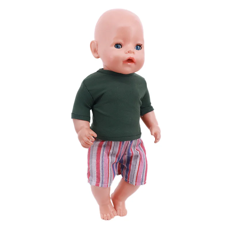6 Styles Solid Shirt + Stripe Shorts Suits Doll Clothes For18 Inch American &amp Baby New Born Accessories Girls Festival Gift | Игрушки и