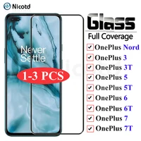 1 3pcs protective glass for oneplus nord tempered glass screen protector film for oneplus 7t 7 6t 6 5t 5 3t 3 protective glass