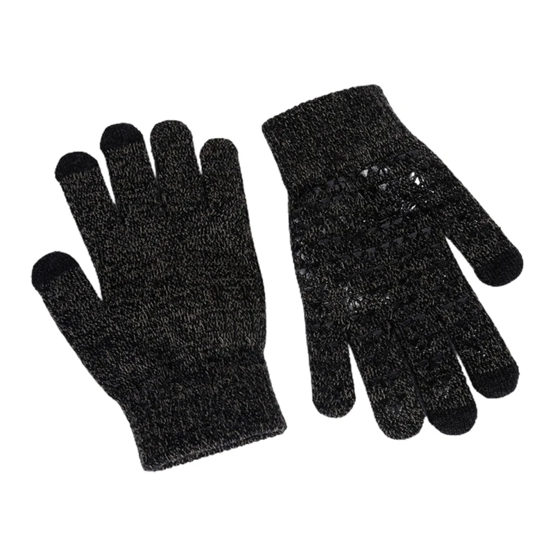 

H37A Unisex Winter Knit Touch Screen Gloves Anti-Slip Silicone Thermal Lining Mittens