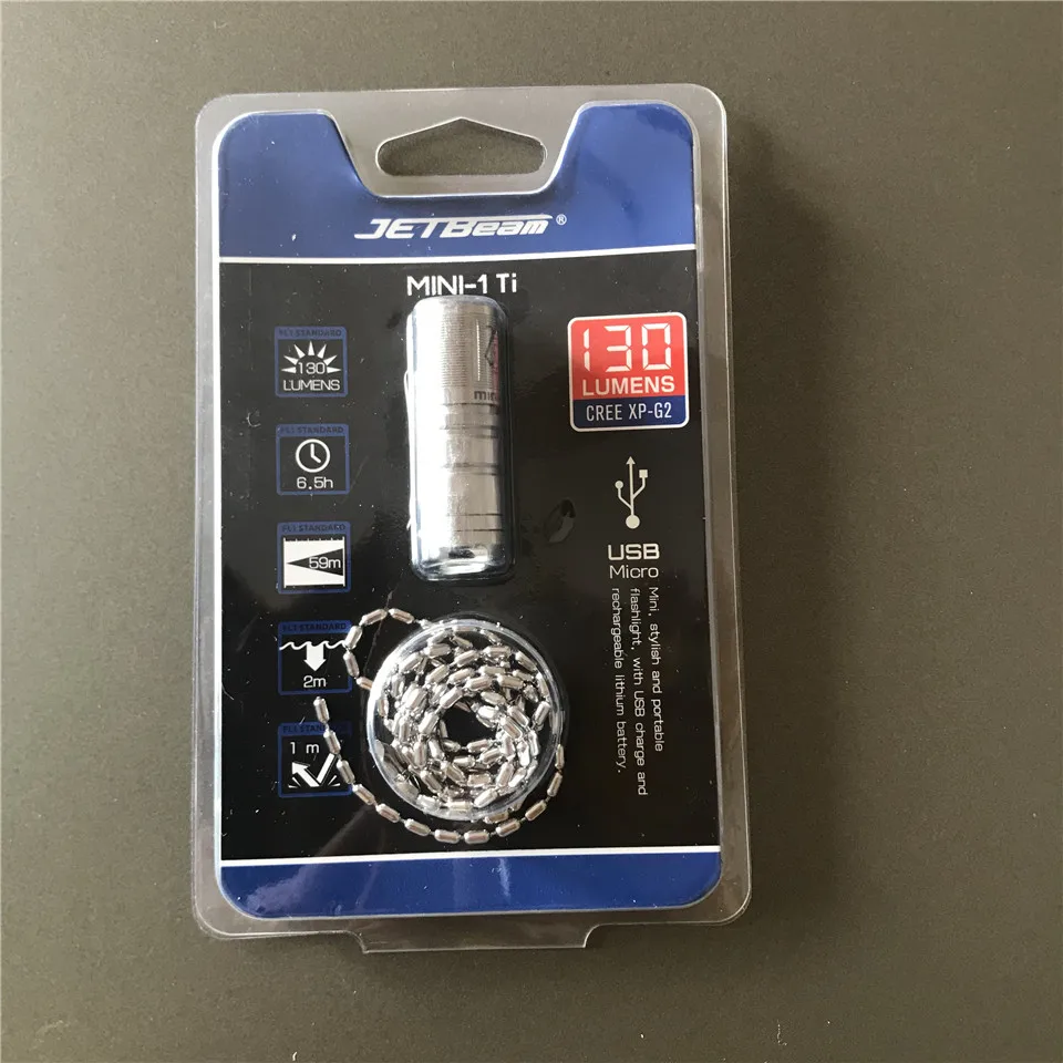 Мини фонарик Jetbeam TI Micro USB перезаряжаемый титановый брелок фонарь лампа с