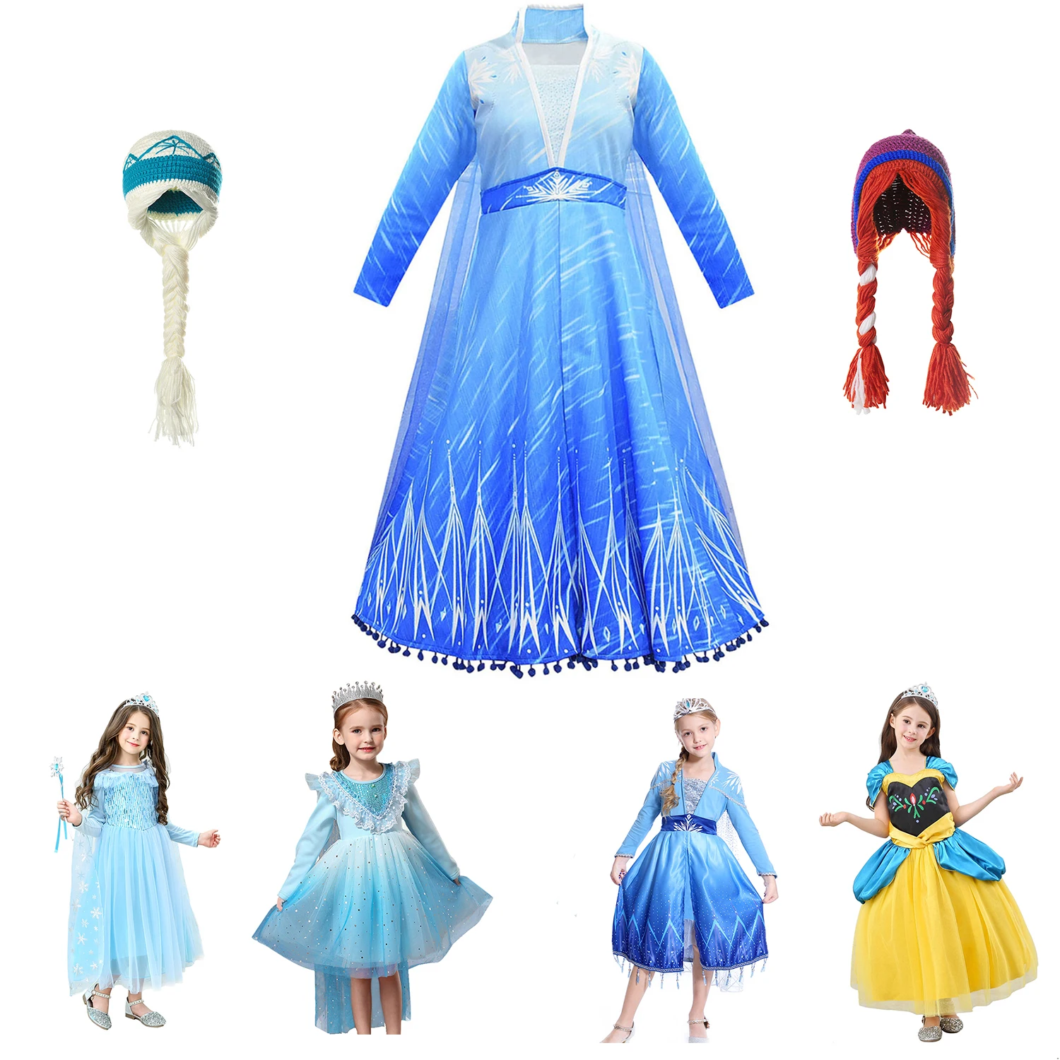 Новинка искусственное платье модный костюм для детей платья Анны шапки девочек