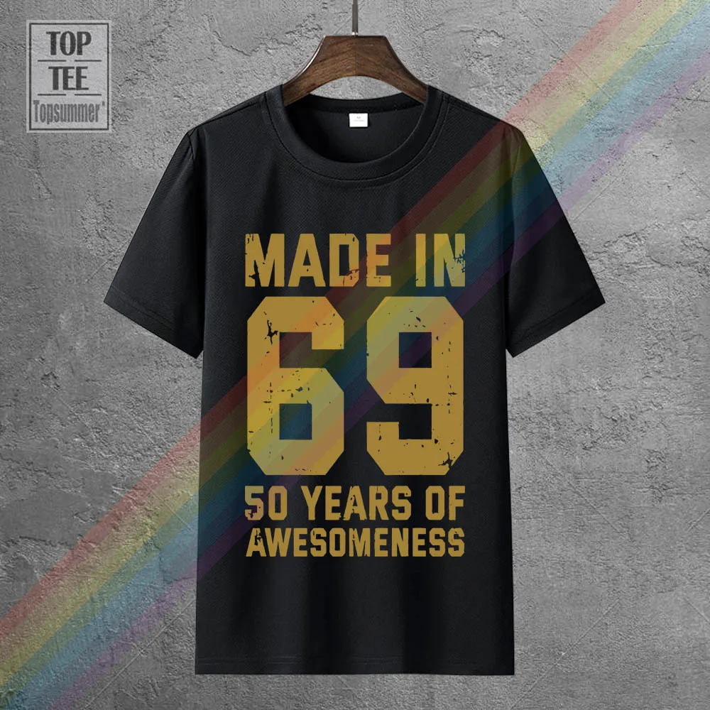 

Made In 69 50 Years Of Awesomeness Black Men Cotton T Shirt Black S 4Xl
