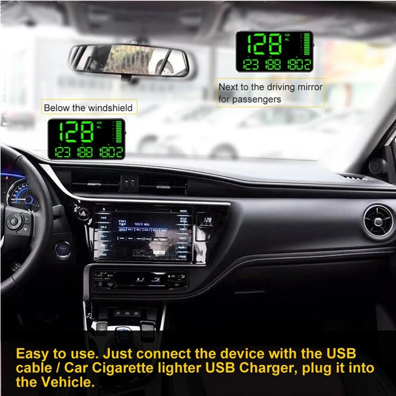 Автомобильный Hud-дисплей 5 дюймов GPS измеритель скорости C90 км/ч для автомобиля