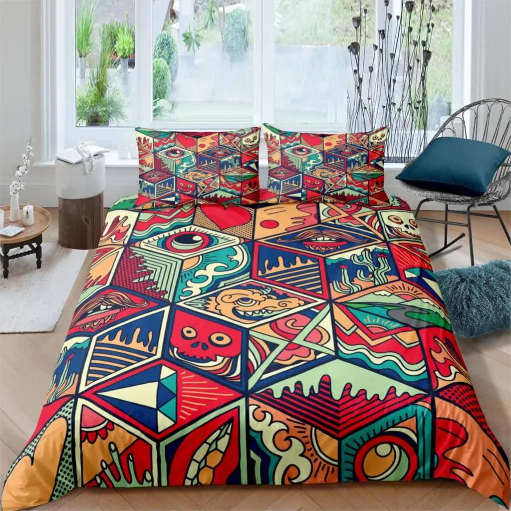

3D Digital Printing 100% Polyester Cartoon Bedding Set 1 Duvet Cover + 1/2 Pillowcases Pattern Bed Twin Queen Quilt Cover