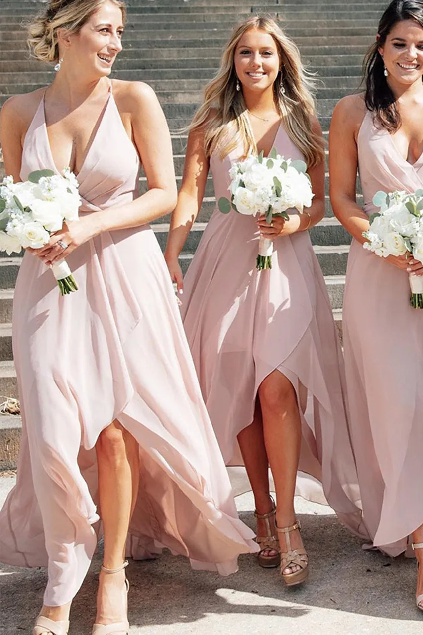 Розовое ТРАПЕЦИЕВИДНОЕ ПЛАТЬЕ для подружки невесты модель 2020 года юбка с